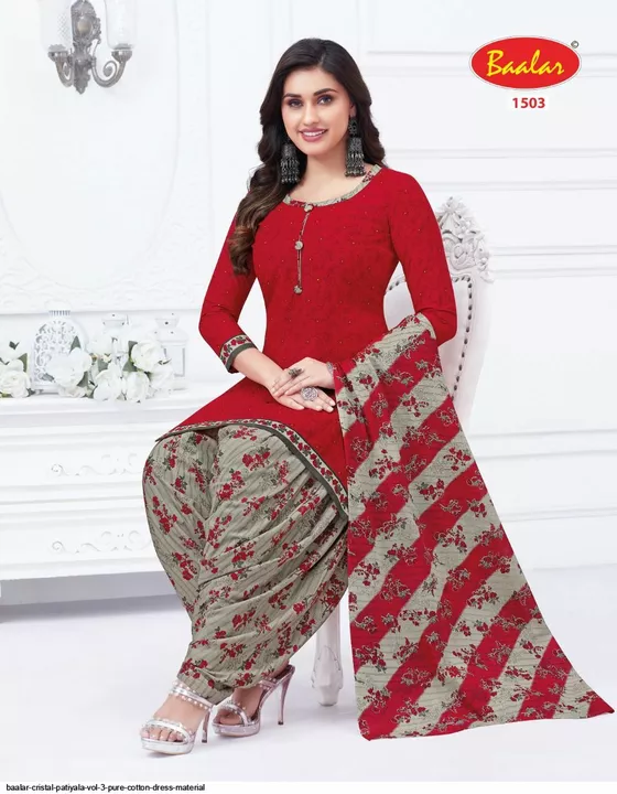 Baalar Cristal unstitched Cotton Printed Salwar Suit dress Material  uploaded by Silaao Fashion on 5/13/2024
