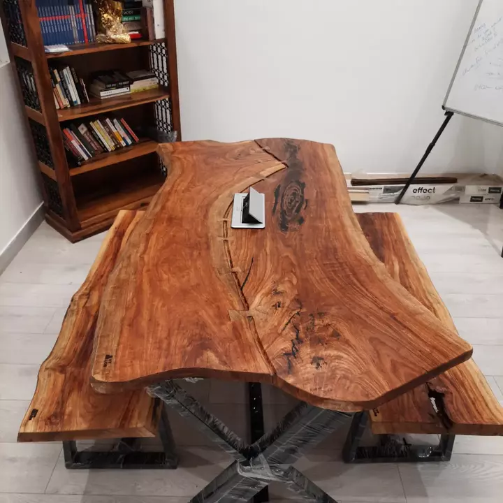 Live edge conf table with bench seating uploaded by Bottart on 5/28/2024