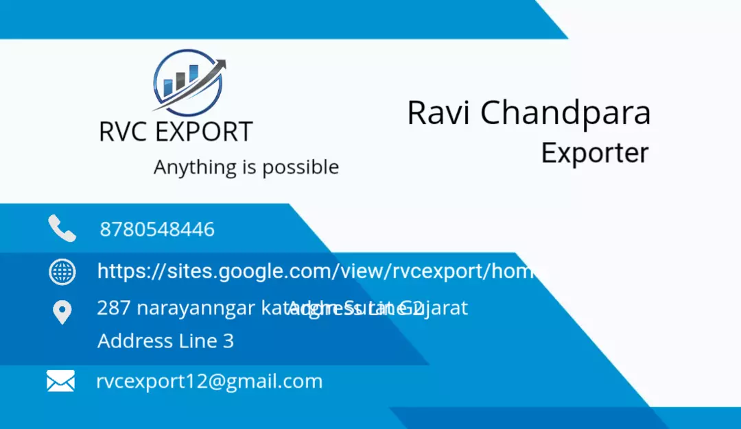 Visiting card store images of RVC EXPORT