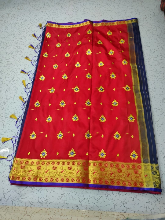 Karishma Silk saree with embroidary and jhaler work uploaded by Kasturi Enterprises on 5/22/2024