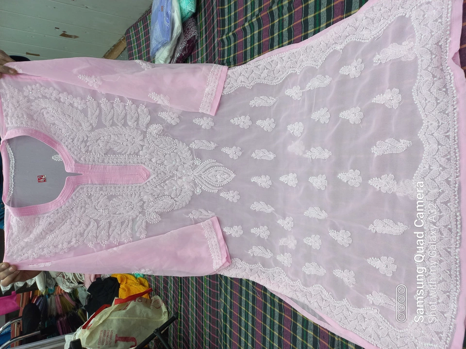 Georgette  lucknowi chikan work kurti uploaded by Wahid & sons chikan arts on 1/13/2023