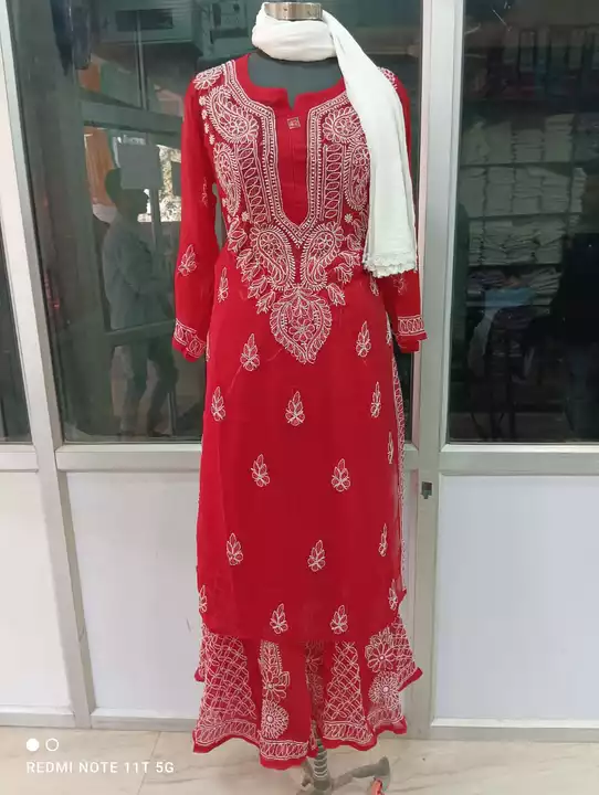 Lucknowi chikankari suits uploaded by Mahira Chikan Art on 1/13/2023