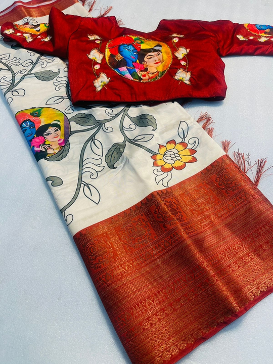 Pichwai Gadwal Pattu Kalmkari Digital Print Designer Saree
 uploaded by Miss Lifestyle on 1/13/2023