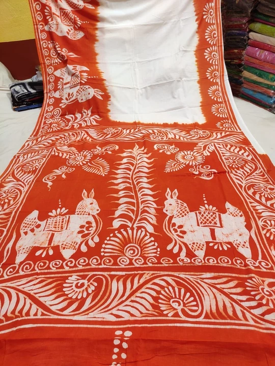 MURSIDABAD SILK WAX BATIC HAND PAINT SAREE WITH B.P. uploaded by business on 1/13/2023