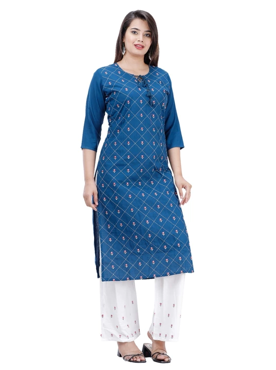 Women embroidered kurti with Palazzo set  uploaded by business on 1/14/2023