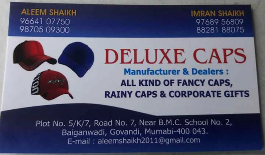 Visiting card store images of DELUXE CAPS