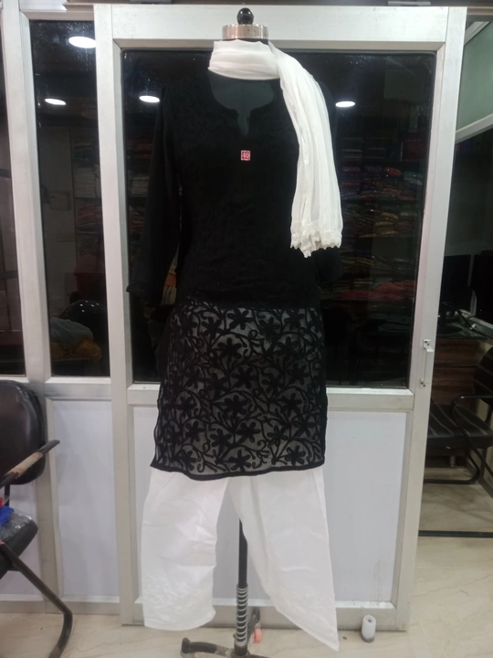 Lucknowi chikankari suits uploaded by Mahira Chikan Art on 1/14/2023