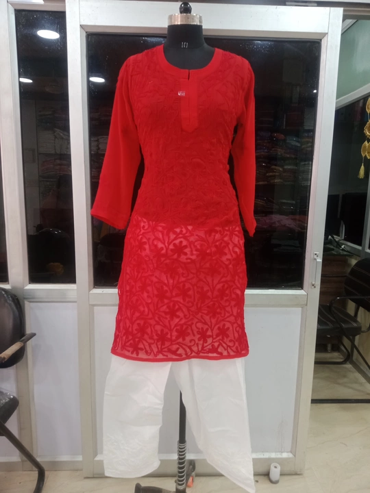 Lucknowi chikankari suits uploaded by Mahira Chikan Art on 1/14/2023