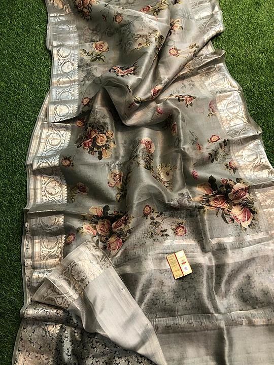 organza print banarasi pure saree uploaded by business on 2/12/2021