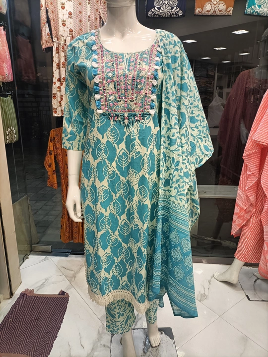 Jaipuri cotton  3pis  designer pis  uploaded by Premila Art on 5/19/2024