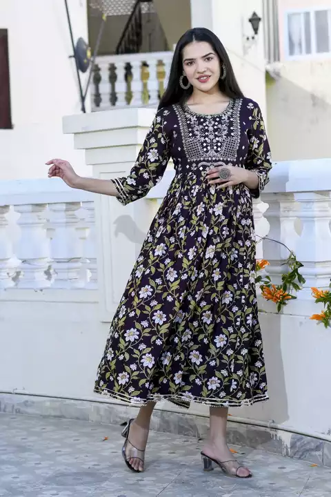 Product image with price: Rs. 400, ID: long-gown-with-embroidery-for-women-a07cd9e7