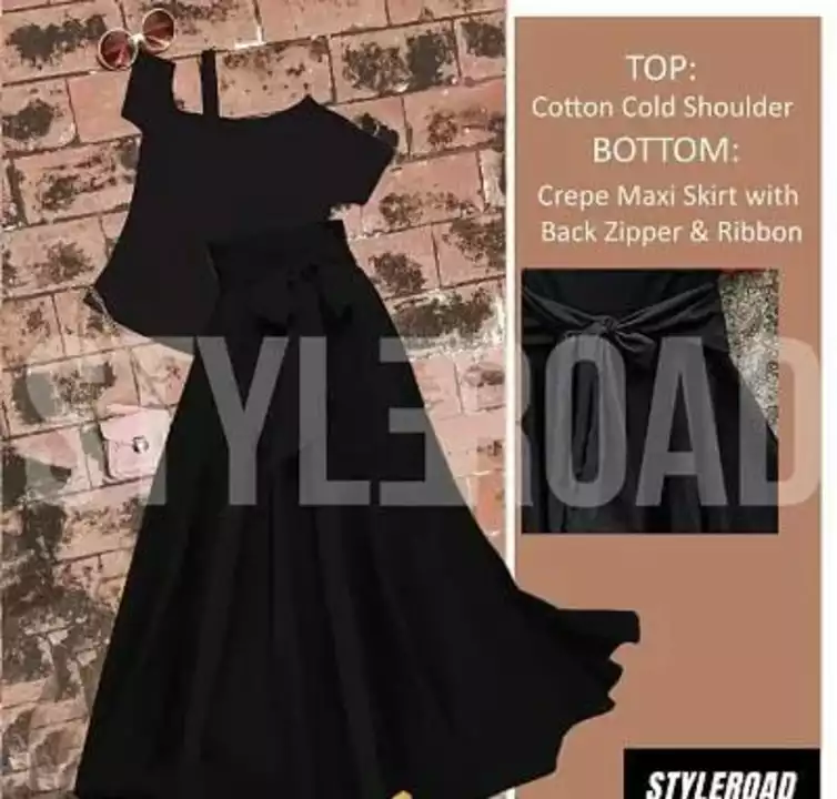 Cotton Top -Crepe Skirt with Back Zipper And Ribbon Set's  uploaded by SN creations on 1/15/2023