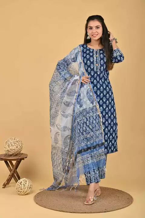 Kota doriya silk suit  uploaded by Bagru Hand Block Print Jaipur  on 1/15/2023