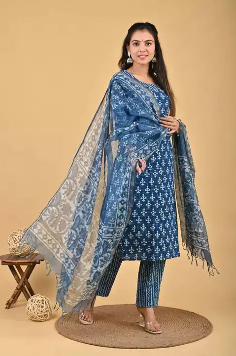 Kota doriya silk suit  uploaded by Bagru Hand Block Print Jaipur  on 1/15/2023
