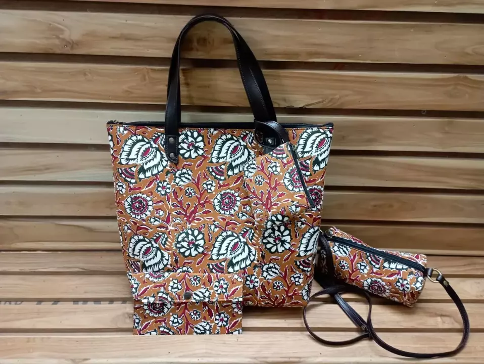 Cotton printed 4 pices combo handbags  uploaded by Mankha exports  on 1/15/2023