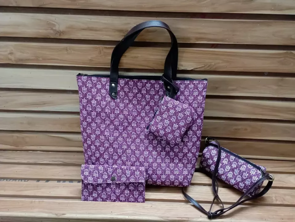 Cotton printed 4 pices combo handbags  uploaded by Mankha exports  on 1/15/2023