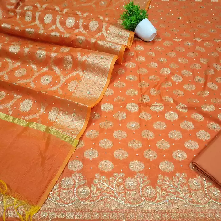 Post image Banarasi Jacquard Resham hand work Woven Soft Silk Un-Stitched Suit
Name: Banarasi Jacquard Resham Woven Soft Silk Un-Stitched Suit
Top Fabric: Banarasi Silk + Top Length: 2.5 Meters
Bottom Fabric: Banarasi Silk + Bottom Length: 2.5 Meters
Dupatta Fabric: Banarasi Silk + Dupatta Length: 2.5 Meters
Lining Fabric: No Lining
Type: Un Stitched
Pattern: Woven Design
Net Quantity (N): Single
Best quality banarasi silk resham jacquard woven suit with full length resham woven jacquard heavy DUPATTA and banarasi silk resham jacquard woven zik-zak salwar fabric, Don't use brush during wash.
Country of Origin: India