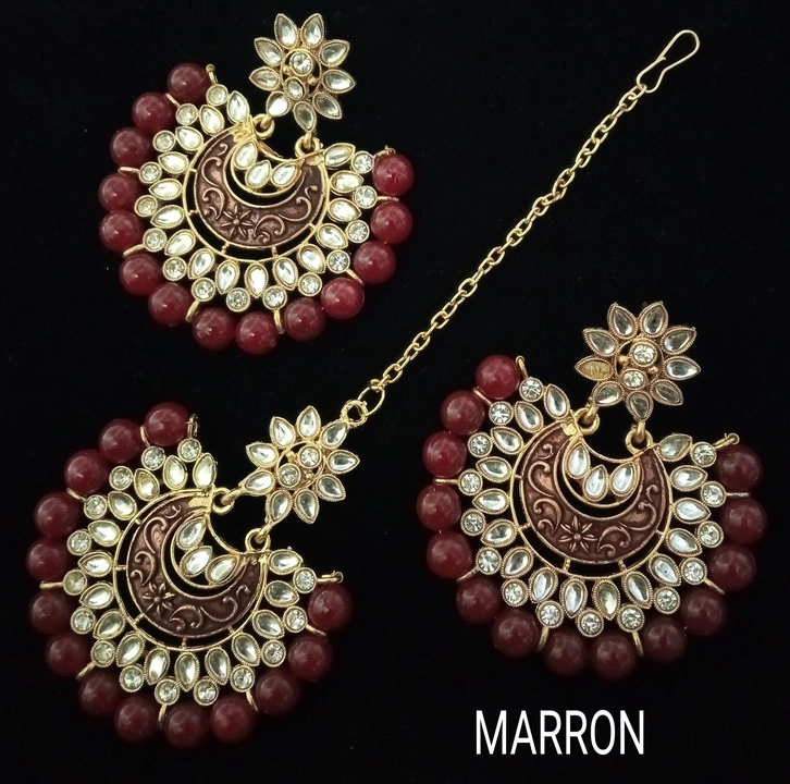 Earring with mangtikka  uploaded by Ratnm fashion jewellery on 1/15/2023