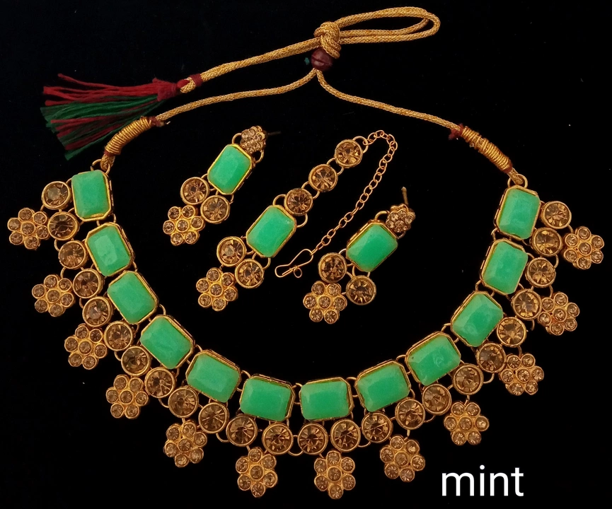 Necklaces set with earring and mangtikka  uploaded by Ratnm fashion jewellery on 1/15/2023