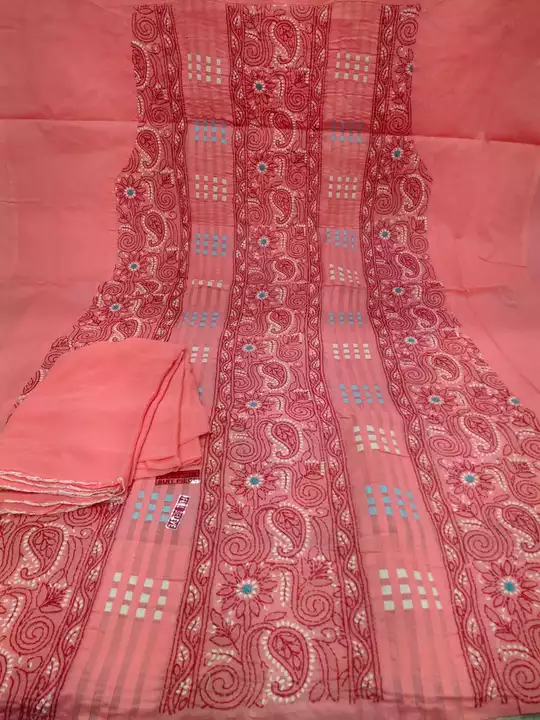 Voil cotton Lucknowi chikan work unstitched suit materials  uploaded by Wahid & sons chikan arts on 5/22/2024