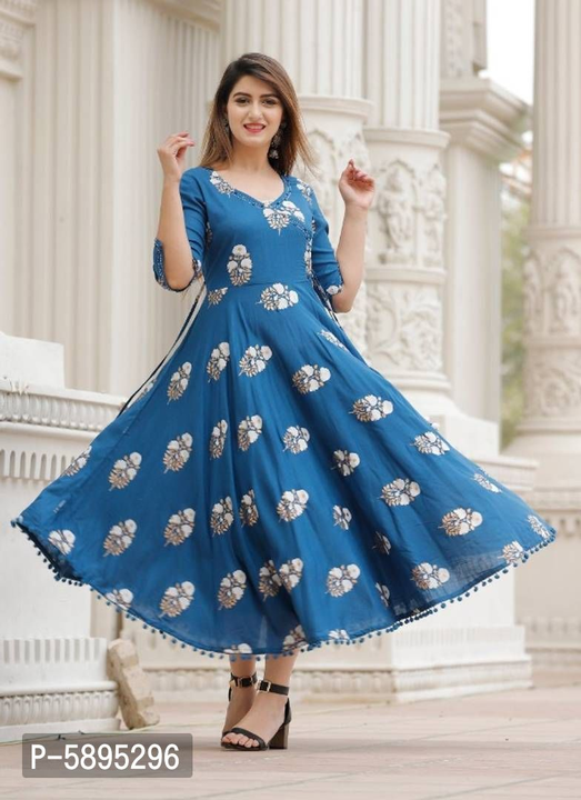 Trendy Rayon Anarkali Printed Long Gown With Dupatta uploaded by business on 1/15/2023