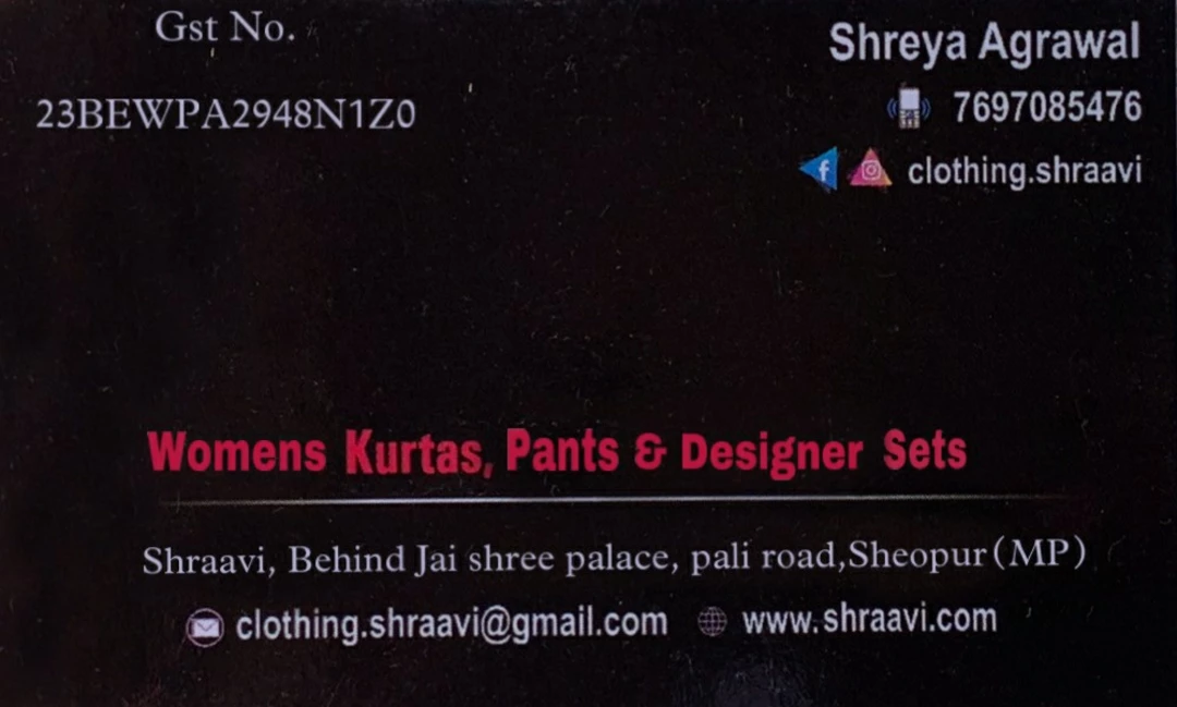 Visiting card store images of Shraavi