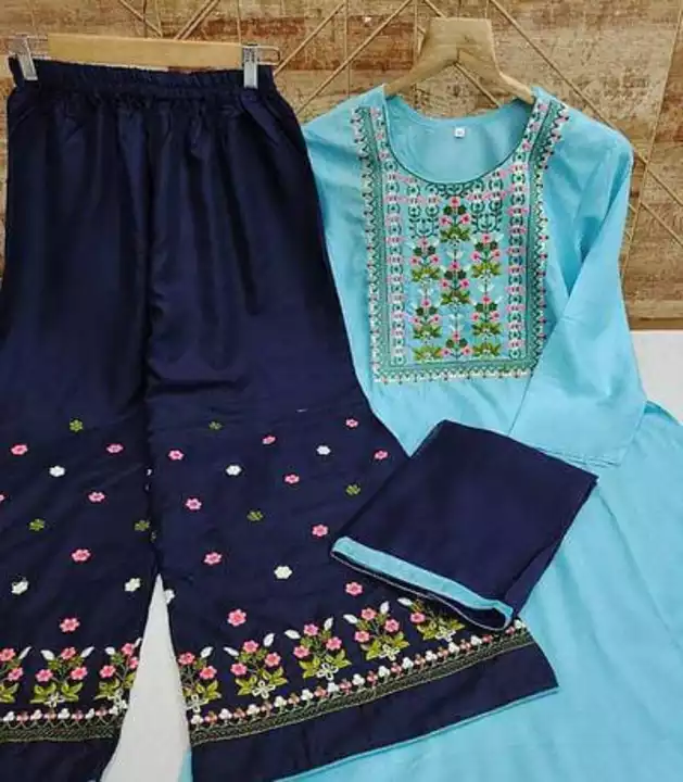 Rayon Embroidery Kurti And Bottom And Duppata Set's  uploaded by SN creations on 1/16/2023