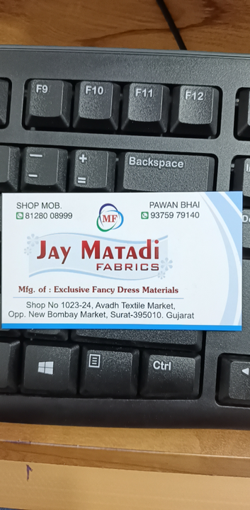 Visiting card store images of JAY MATADI FABRICS 