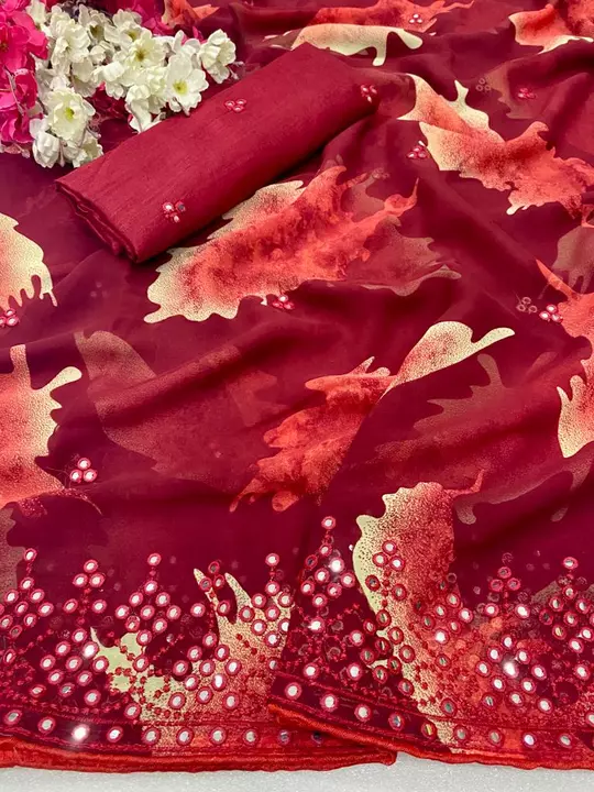 Grogette sarees 3D flowers with sibori design uploaded by Suyukti fab on 1/16/2023