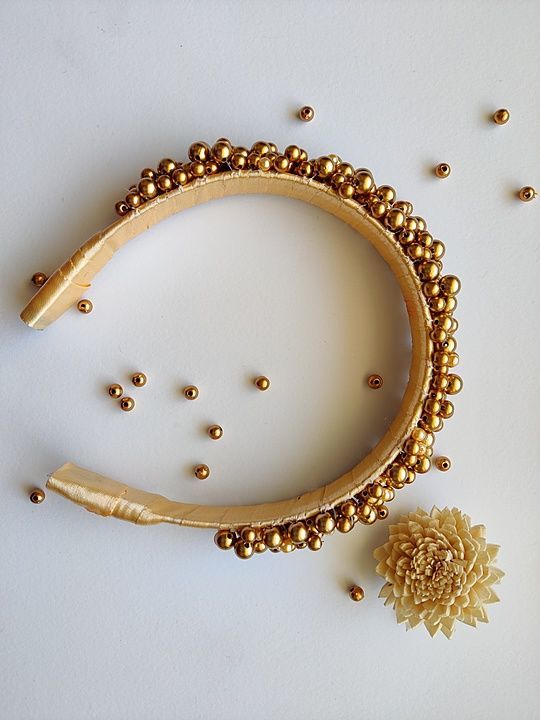 Gold beaded broad hairband uploaded by Anuhairaccessories on 2/13/2021