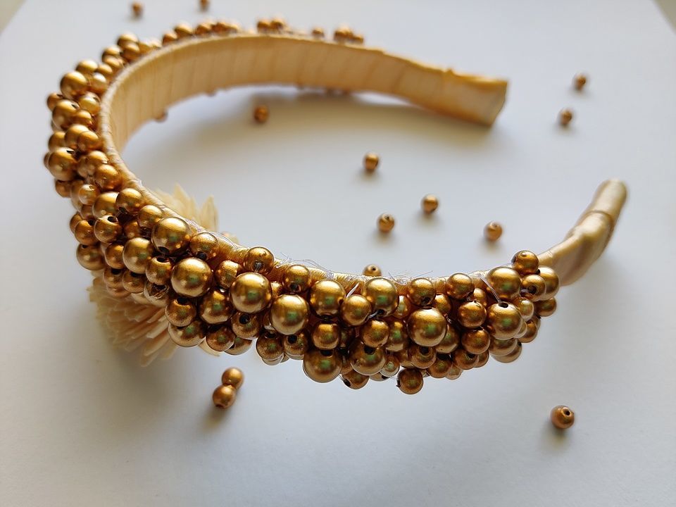 Gold beaded broad hairband uploaded by Anuhairaccessories on 2/13/2021