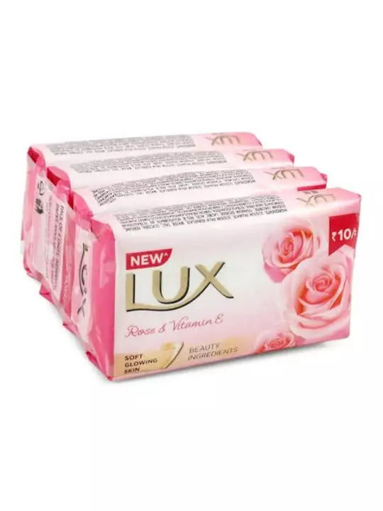 Lux Soft Glow Rose and Vitamin
E Soap 41g (Pack of 4) uploaded by Hindustan Sales Agency on 1/16/2023