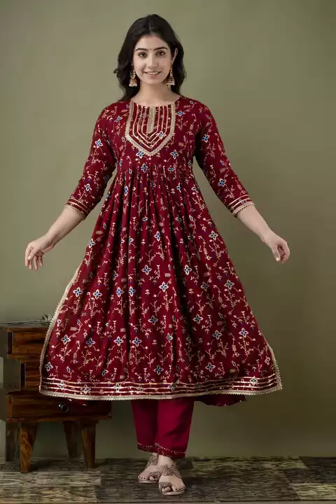Nayra cut kurti with pant and dupatta  uploaded by KIRAN ETHNIC HANDICRAFTS on 1/17/2023