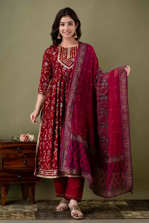 Nayra cut kurti with pant and dupatta  uploaded by business on 1/17/2023