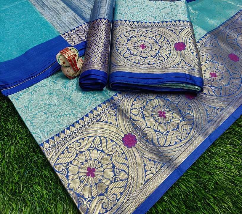 Kora muslin latest tanchui saree  with rich pallu contrast blouse uploaded by Womens accessories  on 2/13/2021