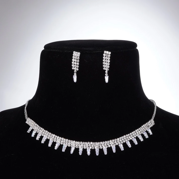 Post image Silver Choker Necklace with earrings, 
This Necklace is studded with Diamond for a shinny and Premium look