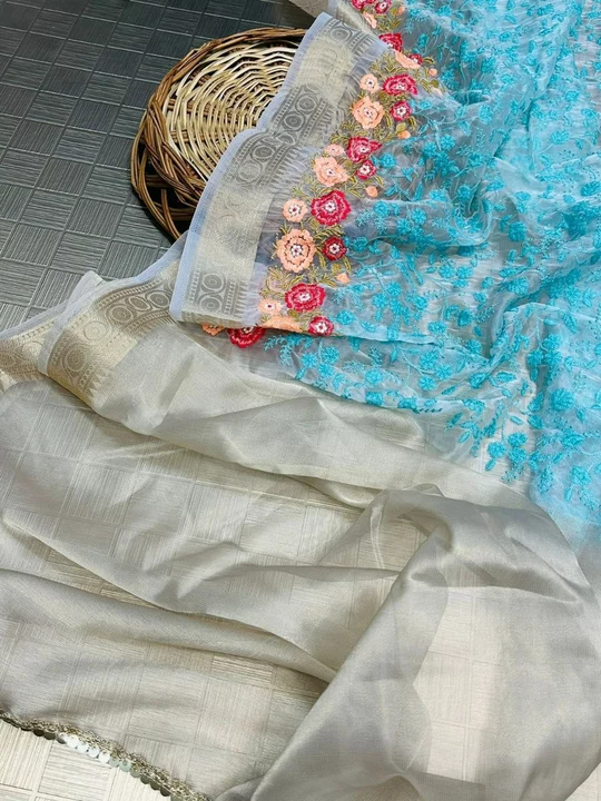 Silk saree with kashmiri embroidary uploaded by GS TRADERS on 1/17/2023