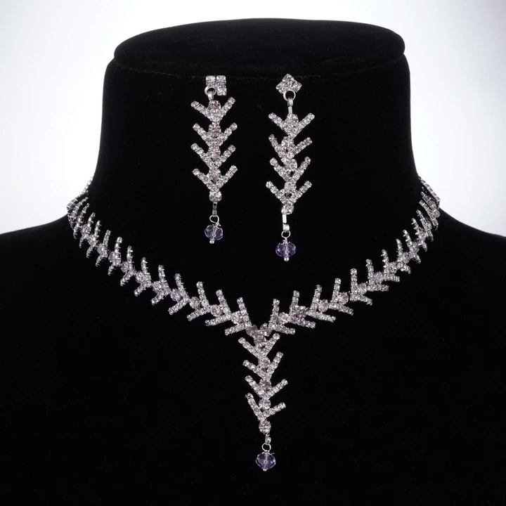 Post image Silver Choker Necklace with earrings, 
This Necklace is studded with Diamond for a shinny and Premium look