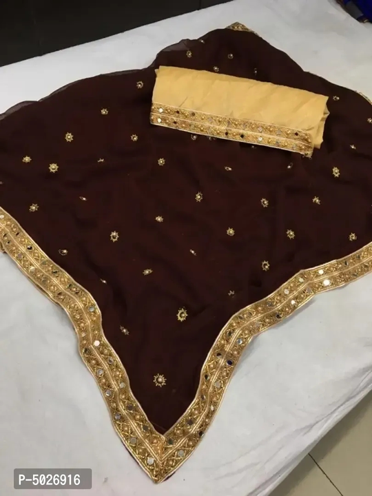 Chiffon embrodered saree with   blouse piece  uploaded by business on 1/17/2023