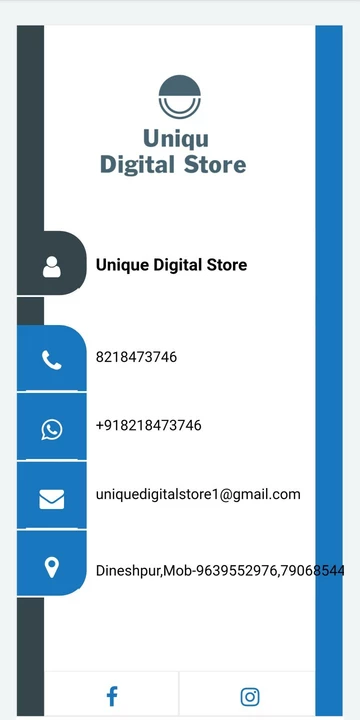 Visiting card store images of Unique digital store