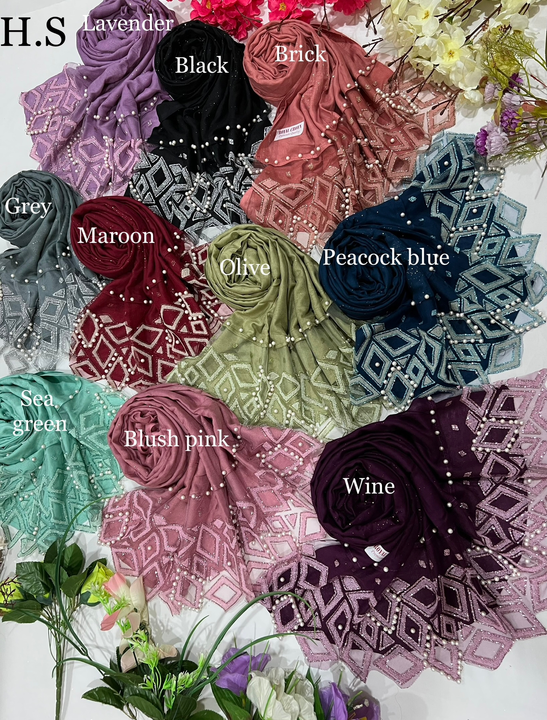 Reyon cotton lace hijab uploaded by Zainab_hijab_official  on 6/2/2024