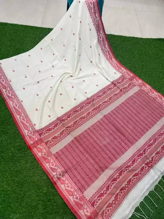 Bengal soft handloo mercerised khadi cotton saree with blouse piece. Best quality  uploaded by Raj saree centre on 1/17/2023