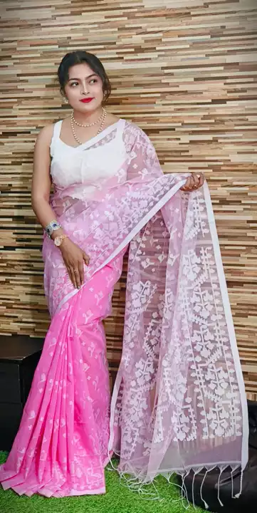 Bengal soft handloom Mouslin benaroshi saree with blouse piece  uploaded by Raj saree centre on 1/17/2023