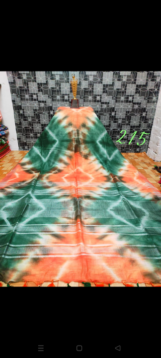 Cotton linen shibori printed saree uploaded by SHADAB TEXTILE on 1/17/2023