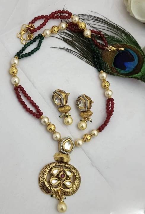 Post image Kundan pendant sets with mala