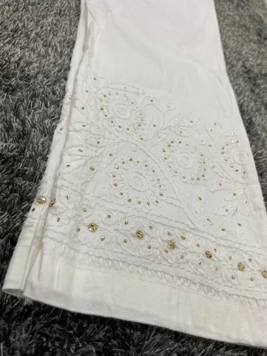 Cotton Stretchable Chikankari Handwork Pant with Mukesh work  uploaded by The Lucknoweez 7319858017 on 1/18/2023