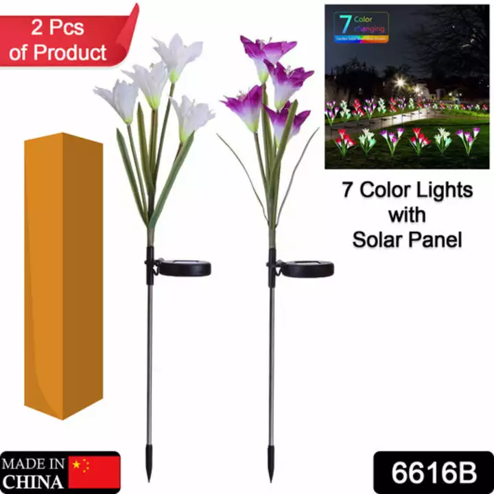 6616B Waterproof Outdoor Solar Lily Flower Stake Lights ( Pack Of 2 pcs ) uploaded by DeoDap on 1/18/2023