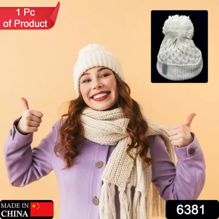 6381 Woollen Skull caps with Fur for Girls and Women ( 1 pcs ) uploaded by DeoDap on 1/18/2023