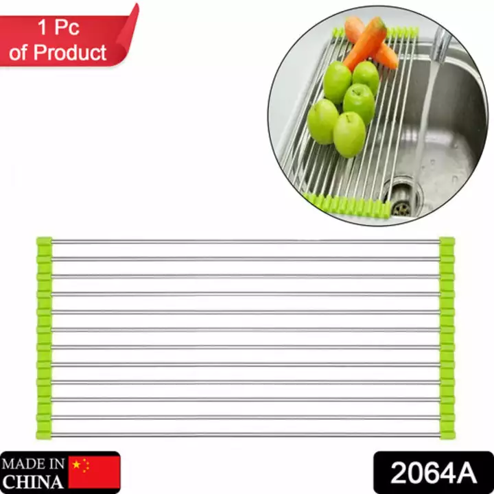 2064A FOLDABLE DRAIN RACK KITCHEN SINK ROLL UP DISH DRYING RACK PORTABLE DISH RACK uploaded by DeoDap on 1/18/2023