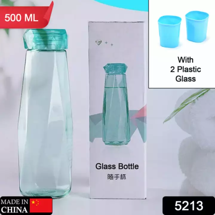 5213 Glass Fridge Water Bottle Plastic Cap With Two Water Glass For Home & Kitchen Use uploaded by DeoDap on 1/18/2023